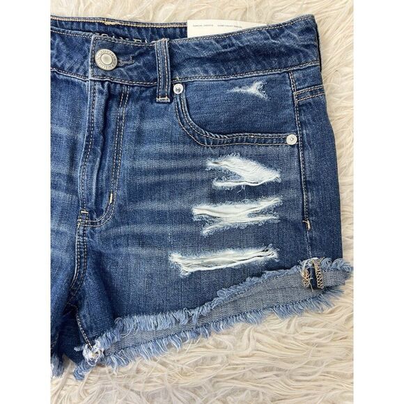 American Eagle NWT Jeans Shorts Tomgirl Shortie Cut Off AE Distressed Denim 6 - Picture 9 of 9